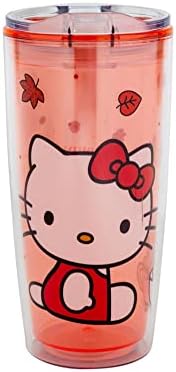 Sanrio Hello Kitty Spice Spice כוס נסיעות עם קירות כפולים עם שקופית מכסה קרוב | כוס קרנבל מפלסטיק, כוס